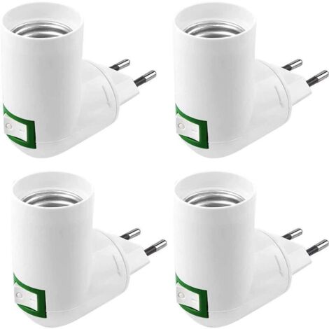 4 Pièces E27 avec Interrupteur Douille de Chantier AC 220V Douille Electrique pour Adaptateur Lampe de Cuisine Murale Support Ampoule LED (Blanc)