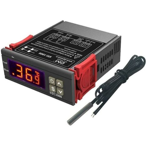 STC-1000 Contrôleur de température, thermostat numérique polyvalent 12 V 10 A avec sonde NTC pour trappe de fermentation, chauffage et refroidissement