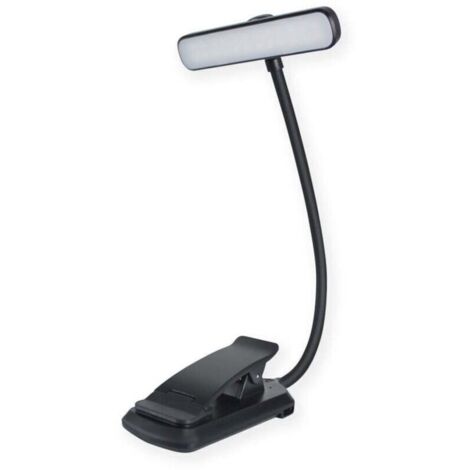 Lampe de lecture 24 LED, lampe de lecture à pince rechargeable, protection des yeux, gradation continue, 3 couleurs de lumière, col flexible à 360 °, durable et portable, adaptée à la lecture au lit