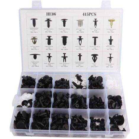 415 Pièces Clips en Plastique pour re, Garniture de Panneau et Attaches avec Boîte de Rangement