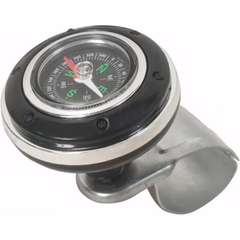 pour poignée de volant, pommeau de volant avec boussole, pommeaux de volant, boule de rappel pour tracteur, camions, voiture (noir) (1/4)