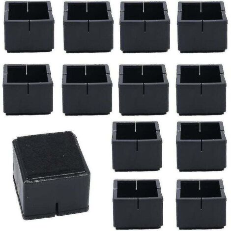 12Pcs Protege Pied de Chaise Carré 42-48mm Protège Jambes Table et Chaise PVC Capuchons Carrés avec Feutre Protege Pied de Chaise Carre Noir pour Jambes de Chaise Jambes de Table Jambes de Sofa