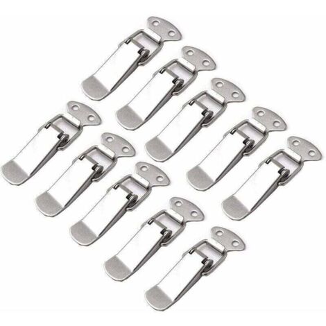 10 Pièces Loquet à Ressort Bascule Acier Inoxydable Fermeture à Levier Tiroir Hardware pour Coffre à Outils valise et Coffre