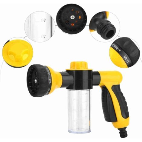 6 m Pistolet à eau haute pression pour lavage de voiture à mousse, outil de nettoyage, lave-linge, jaune (1/4)