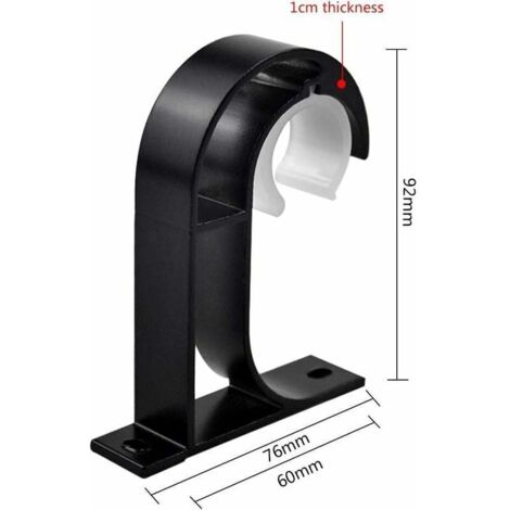 2 pcs Support de Tringle à Rideau Supports de Fixation au Plafond Support Tringle Penderie en Alliage de Zinc pour Chambre Salon avec Vis Tuyaux d'expansion (Noir) (1/4)