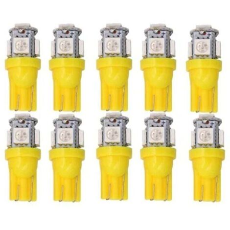 10 Pièces Lumières Jaunes, T10 w5w LED 5050SMD 12v DC 10 pièces (1/4)