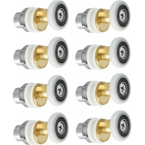 Porte de Douche - Rouleau Roulette Roue pour Porte de Douche Roulettes Coulissantes Porte Roue de Remplacement pour Rouleau 8 pièces 23mm (1/4)