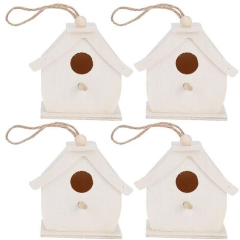 Mini maison d'oiseaux en bois suspendue, 4 pièces, nids d'oiseaux, ornements pour jardin extérieur, balcon, cour