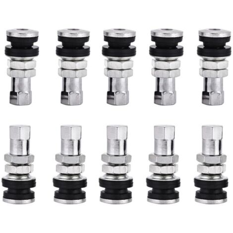 Lot de 10 valves de pneu TR161 en métal, à visser, pour voiture, camion et moto, tiges courtes avec capuchon anti-poussière.