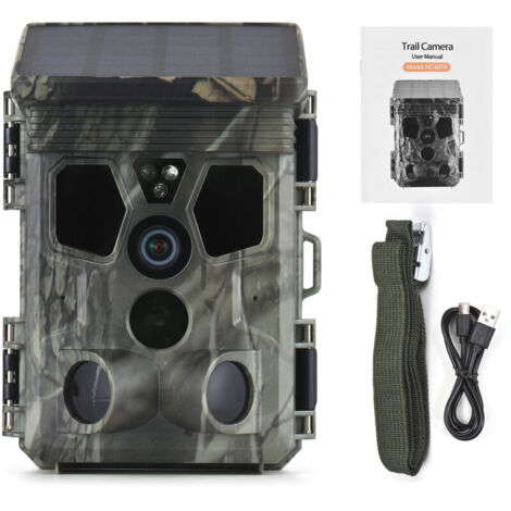 Caméra de Chasse Solaire 4K 50MP 65ft ,120°/IP66 , 0,3s Déclenchement,Chasse Trail Caméra Caméra Faune Caméra