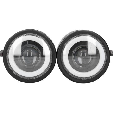 Phare LED universel double lampes rondes yeux d'ange feux de croisement rétro DRL blanc jaune lumière