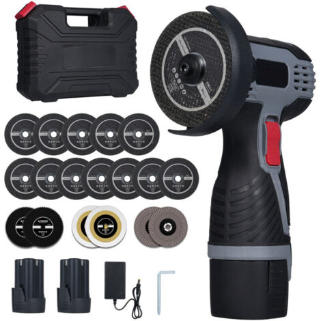 Meuleuse d'angle 28 000 tr/min, mini-outil électrique sans fil avec batterie 16,8 V 2 × 1 500 mAh, lames de coupe et affichage numérique LED pour le polissage de la brique et du bois. (1/4)
