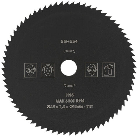 Lame de scie circulaire en acier rapide 72 dents 85 mm x 10 mm, adaptée au bois et au métal (1/4)