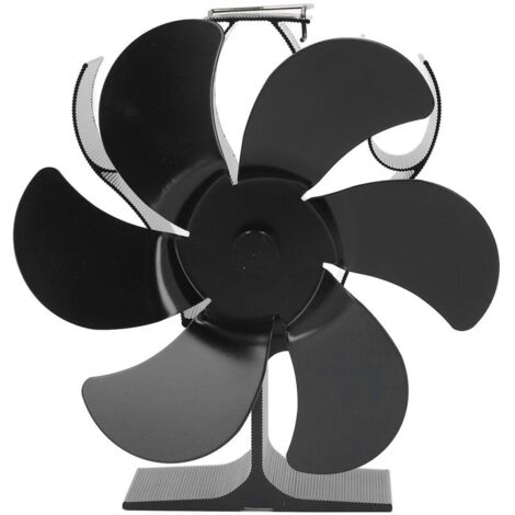 Ventilateur de poêle à chaleur à 6 pales, résistance aux hautes températures, démarrage automatique, poêle à bois, ventilateur de cheminée, noir, diamètre 152mm,Accessoire de cheminée et (1/4)