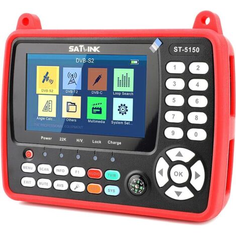 Détecteur de signal TV satellite HD, ST-5150 DVB-S2/T2/C appareil de mesure de signal numérique portable, compatible H.265, HEVC et MPEG-4, écran LCD TFT 4,3 pouces