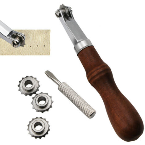 Roue de traçage Manuelle et Roue de sertissage Outil d'espacement en Cuir, Roue en Cuir, espacement des Points de Couture, Ensemble d'outils d'artisanat en Papier pour Le Bricolage (1/4)