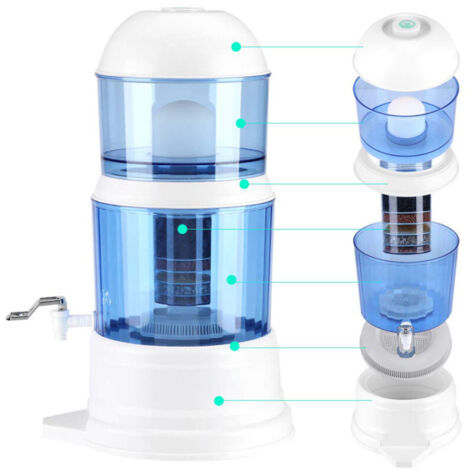 Système de filtration et de distribution d'eau purifiée par filtre en céramique et charbon actif de 16 L