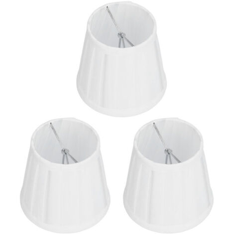 3 pièces abat-jour en tissu E14 Clip sur couvercle de lampe en tissu pour lustre applique bureau décor à la maison (blanc)