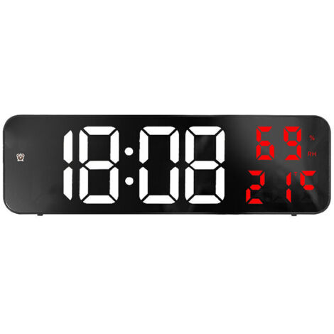 Miroir grand horloge numérique LED, réveil électronique pour la maison, grand écran, horloge murale, blanc et rouge