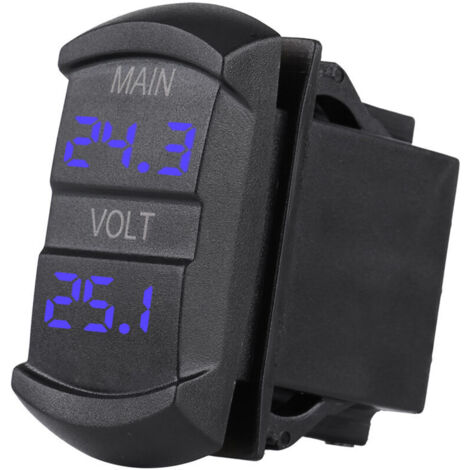Voltmètre double, jauge de tension numérique universelle étanche avec protection contre les courts-circuits, LED bleue, 10 V-60 V CC pour batterie de pick-up, camping-car ou quad