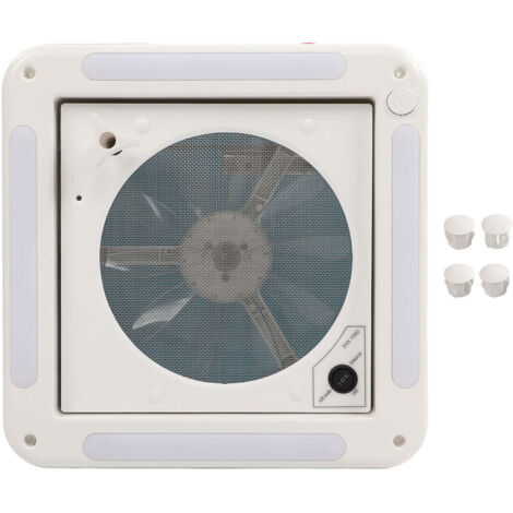 Ventilateur de toit RV 12V 360x360mm 10 lames double mode sortie d'entrée d'air 4 lumière LED pour remorque de camping-car