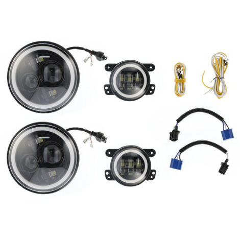Halo Phares LED Phares Antibrouillard 4 en 1 Kit Combo Blanc Jaune Double Couleur Fit pour Jeep Wrangler JK 20072018 (1/4)