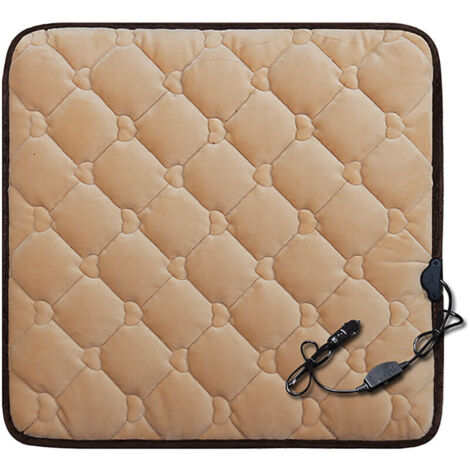 Coussin chauffant carré pour siège auto avec housse en peluche, coussin de siège chauffant 12 V