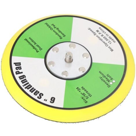 Plaque arrière auto-agrippante pour ponceuse et polisseuse pneumatique en PU pour ponçage et polissage 6 pouces 5/16 pouces x 24 filets 12000 tr/min (1/4)