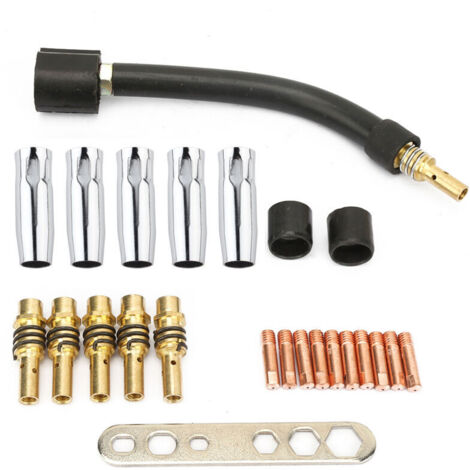 Lot de 24 accessoires pour pistolet de soudage, pointe de contact, support de tête de buse, col de cygne, compatible avec Binzel 15AK