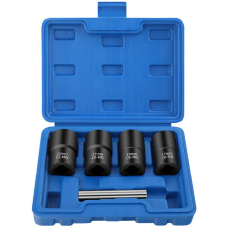 5Pcs 1/2'' Kit d'Extracteurs, Boulon de l'Extracteur du Goujon Endommagé Kit de Douilles pour Enlever les Écrous de Roue de Blocage, les Boulons Endommagés (1/4)
