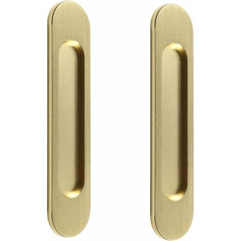 Poignée de porte coulissante ovale autocollante, sans poinçon, adaptée aux portes de grange coulissantes, fenêtres, placards (18 cm Or brossé) (1/4)