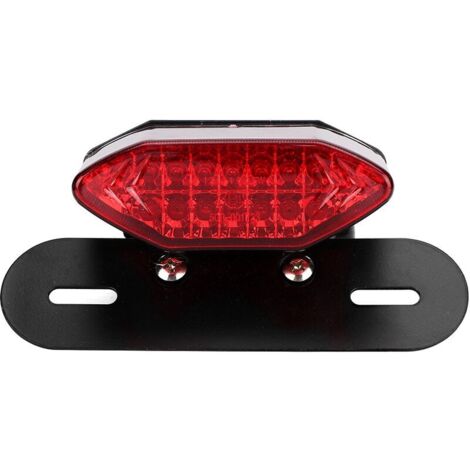 Feu arrière de moto, ABS + Métal Universel Tout-en-un Lumière Vintage Moto LED Feu arrière Clignotants Lampe Feu arrière(rouge)