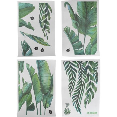 Autocollants muraux à motifs de plantes vertes, sparadrap muraux pour enfants, chambre de bébé, décor de salon et de bureau (1/4)