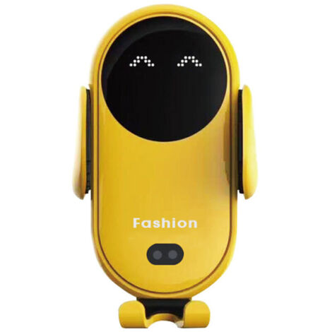 Chargeur sans fil pour voiture, support de chargement pour téléphone portable avec pince rétractable automatique, jaune (1/4)