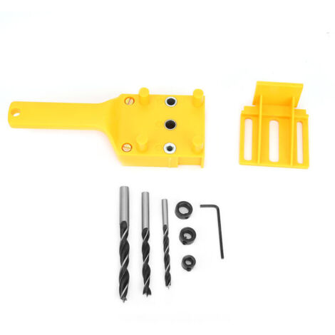 Gabarit de perçage, guide de perçage jaune durable, plastique + métal, pratique pour le positionnement du guide de perçage