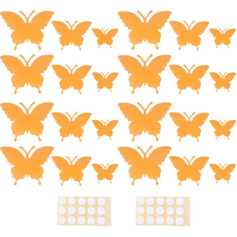 Lot de 2 autocollants lumineux en PVC, motifs d'insectes stéréoscopiques 3D, faciles à détacher, Orange, 3 tailles, autocollants muraux pour chambre (1/4)