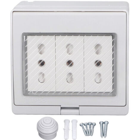 Prise murale étanche IP55, boîtier anti-poussière et ignifugé, 3 ports, pour extérieur, fiche italienne 110-250 V (1/4)