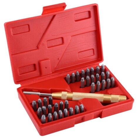 Kit de 38 poinçons automatiques pour marquage de lettres et de chiffres en métal, idéal pour le plastique et le cuir.