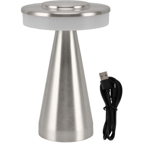 Lampe de chevet LED Portable, 3 couleurs de température, commande tactile supérieure, batterie Rechargeable, lampe de chevet, argent