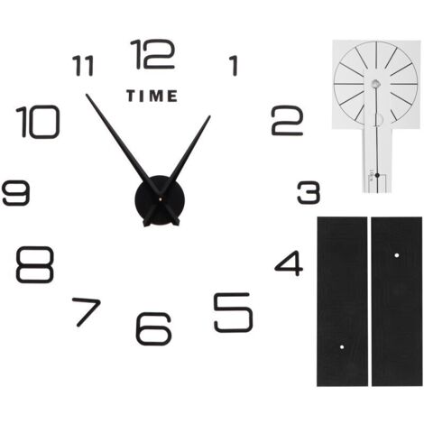 Bricolage horloge murale acrylique sans cadre miroir Surface autocollant mural horloge décor pour salon chambre noir