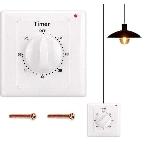 Interrupteur de compte à rebours : minuterie 60 minutes interrupteur d'éclairage avec minuterie, protégé contre l'eau, Creuser des trous pour l'installation pour salle de bain, ventilateur, lumi