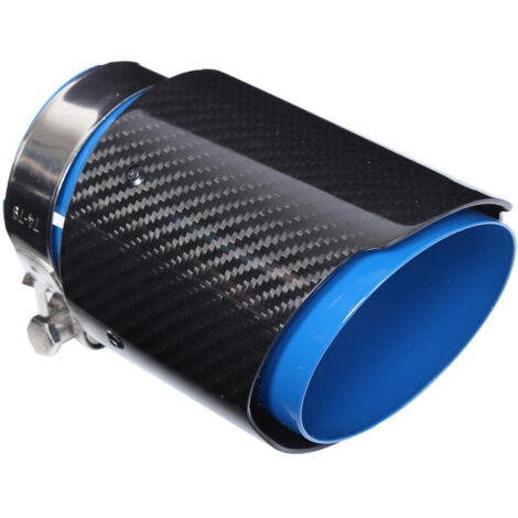 Embout d'échappement de voiture 80101 mm sortie simple cté droit fibre de carbone brillante acier inoxydable bleu
