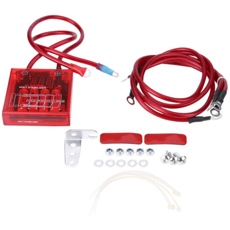 Kit régulateur-stabilisateur de tension universel pour économies de carburant avec 3 câbles de terre rouges