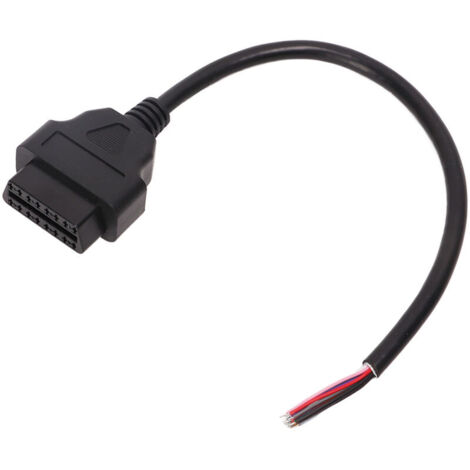 Lot de 3 adaptateurs de câble OBD2 de 30 cm, connecteur mâle 16 broches vers fil nu coloré pour diagnostic automobile