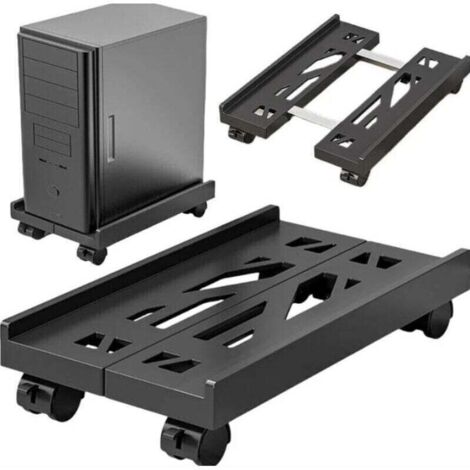 Support PC sous Bureau: Support D'unité Centrale Mobile avec Roues Verrouillables, Antidérapantes Support Tour PC Taille Réglable, Chariot de Support de Tour PC pour La Plupart des PC (1/4)
