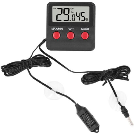 Reptiles Thermomètre Numérique Hygromètre LCD Jauge de Température et Humidité pour Terrarium Animaux Domestiques Incubateur, Réservoir