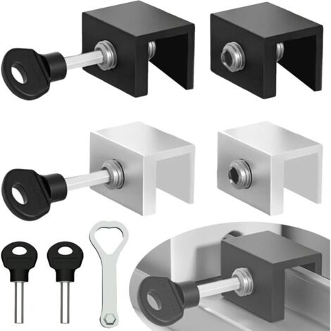 4 Pièces Verrou Baie Coulissante 10mm Verrou Porte Coulissante Verrou pour Porte Coulissante, Serrures de Fenêtre pour Fenêtre Bloque Porte Coulissante avec Clé pour Fenêtre (1/4)