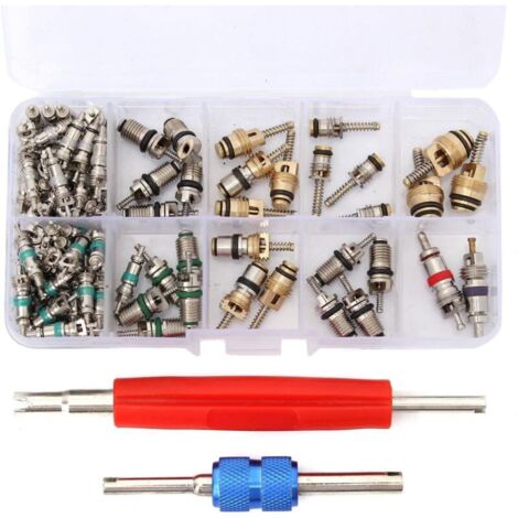 100x Valve Core R12/ R134A Voiture Air Climatiseur Vanne Noyau Démonte obus Kit
