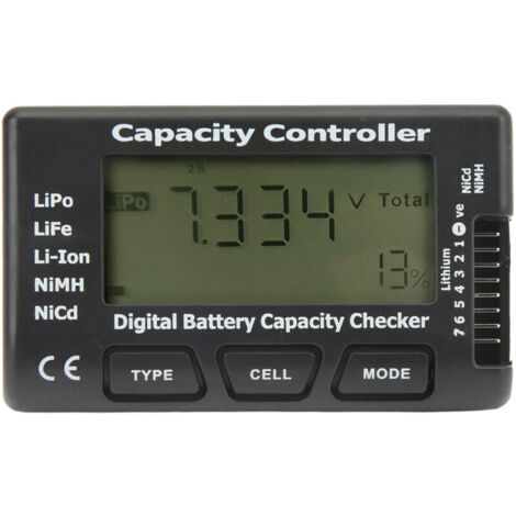 Testeur de capacité de Batterie numérique, Capacité de la Batterie de Tension Vérificateur Contrôleur Testeur avecEcran LCD, pour LiPo Vie NiMH Li-ION (1/4)