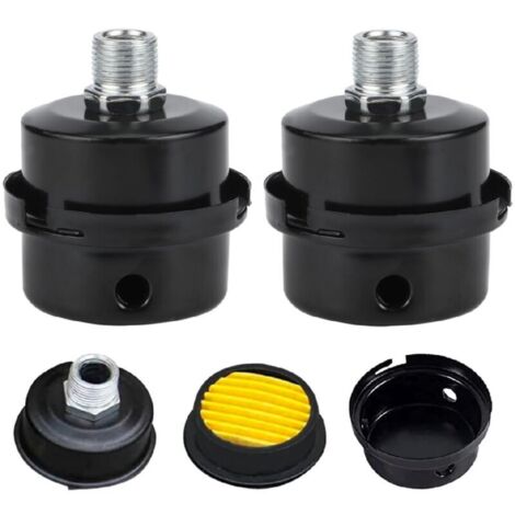 2 Pcs Compresseur d'air Filtre Silencieux, 3/8" 16mm Male Filetage Metal Coque Air Compresseur Silencieux Filtre, Silencieux Fliter d'admission en métal pour les chaudières à compresseur d'air(16mm)